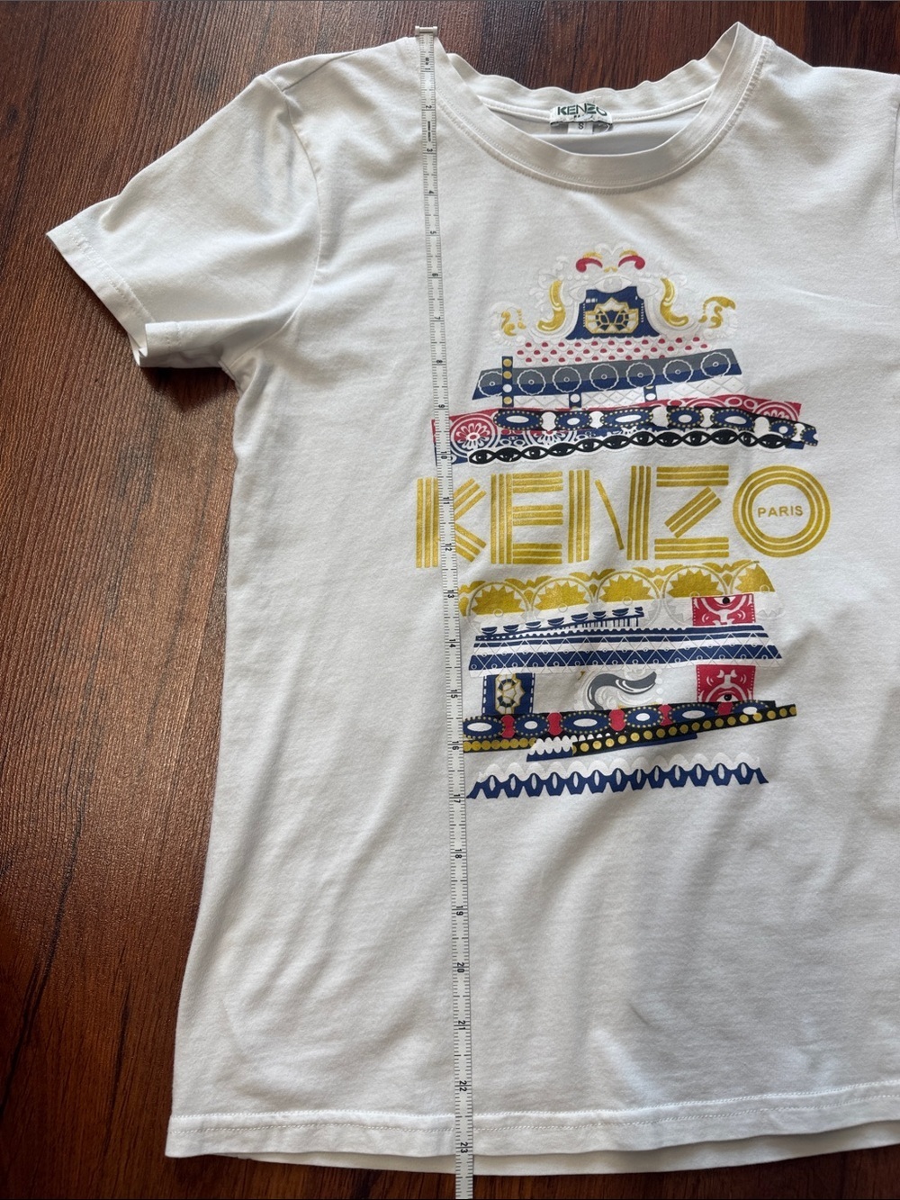 Kenzo Paris White Multicolor Graphic Logo Tee Small - Picture 7 of 8